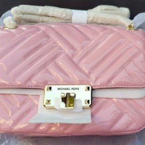 Michael Kors Peyton Medium Shoulder Flap Bag Pink